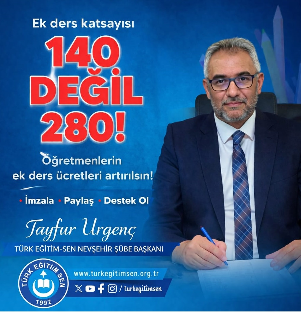 TES. ŞUBE BAŞKANI URGENÇ; EK DERS ÜCRETLERİNİN YÜZDE YÜZ ARTIRILSIN. İMZA KAMPANYAMIZA DESTEK OLUN.