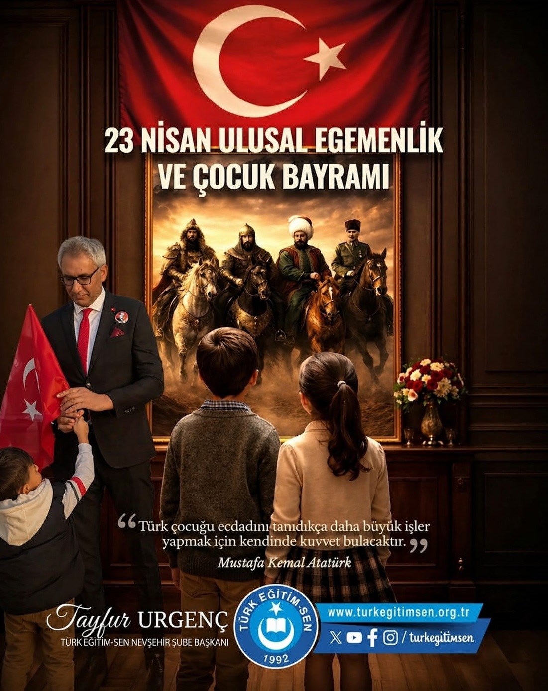 TES.BAŞKANI TAYFUR URGENÇ; 23 NİSAN, ÇOCUKLAR İÇİN AYDINLIK VE UMUT DOLU BİR GELECEĞİN SEMBOLÜDÜR.