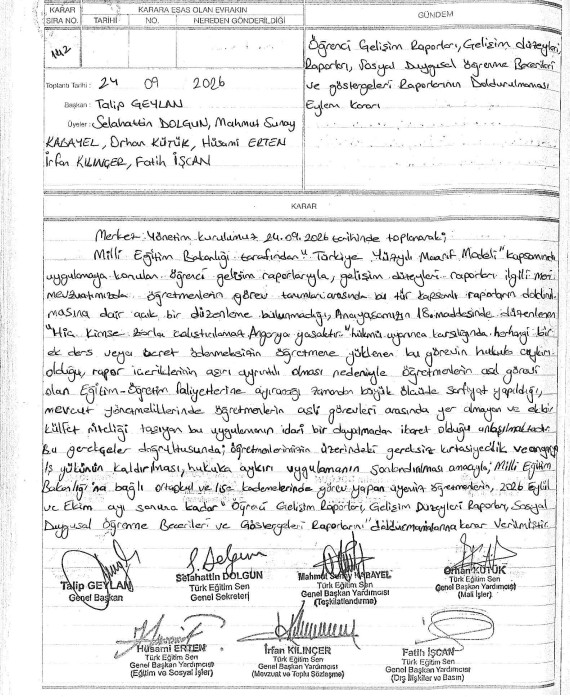 2026-2027 EĞİTİM VE ÖĞRETİM YILI GELİŞİM RAPORLARI EYLEM KARARI VE BAŞVURU DİLEKÇESİ